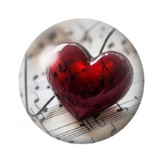 Cabochon en Verre Illustré Coeur Musique Amour St Valentin 12 à 25mm  pour la Création de Bijoux Fantaisie - DIY