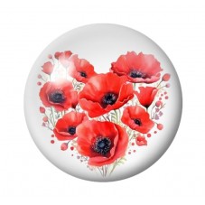 Cabochon en Verre Illustré Coquelicots Coeur Amour St Valentin 12 à 25mm  pour la Création de Bijoux Fantaisie - DIY
