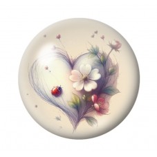 Cabochon en Verre Illustré Coeur Amour St Valentin 12 à 25mm  pour la Création de Bijoux Fantaisie - DIY