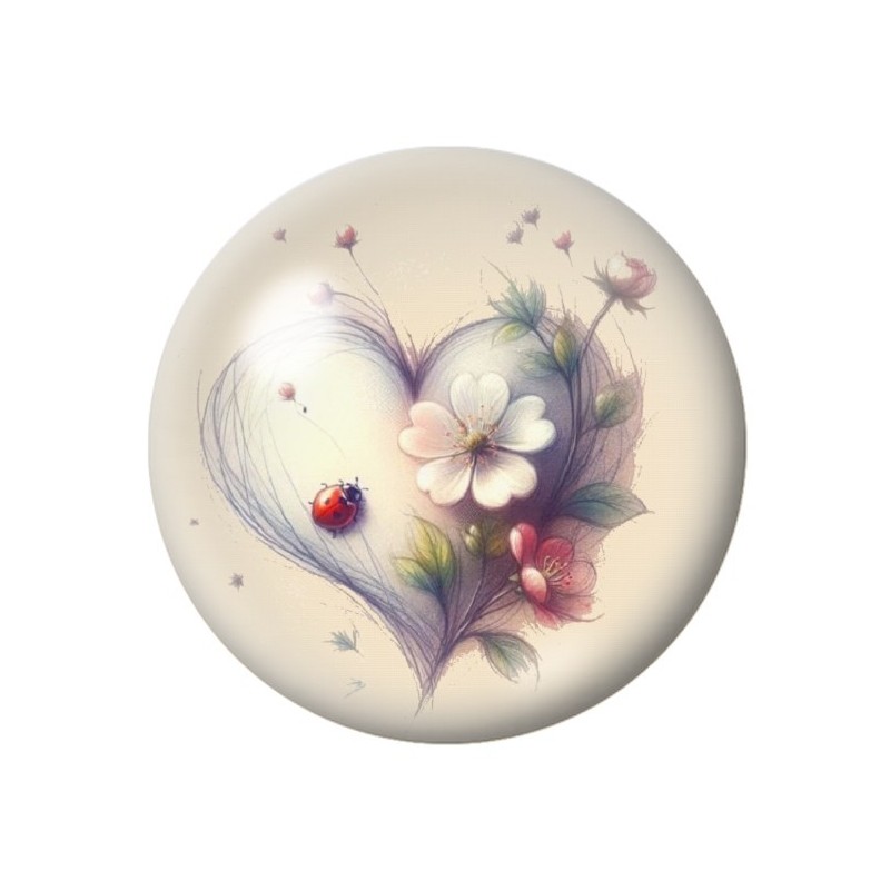 Cabochon en Verre Illustré Coeur Amour St Valentin 12 à 25mm
