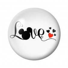 Cabochon en Verre Illustré Love Mickey Coeur Amour St Valentin 12 à 25mm  pour la Création de Bijoux Fantaisie - DIY