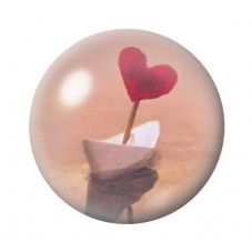 Cabochon en Verre Illustré Bateau en Papier Coeur Amour St Valentin 12 à 25mm  pour la Création de Bijoux Fantaisie - DIY