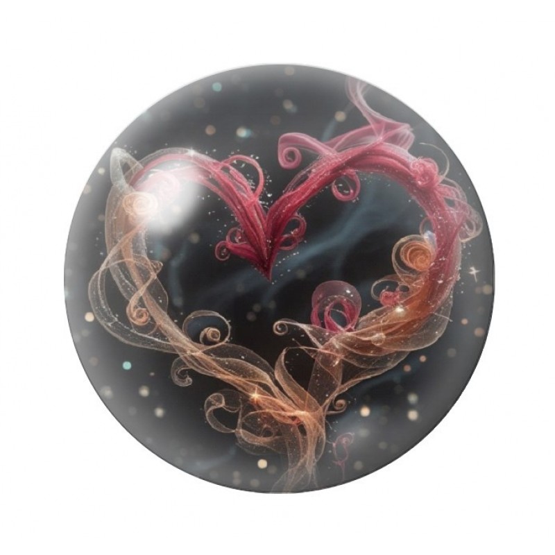 Cabochon en Verre Illustré Coeur Amour St Valentin 12 à 25mm