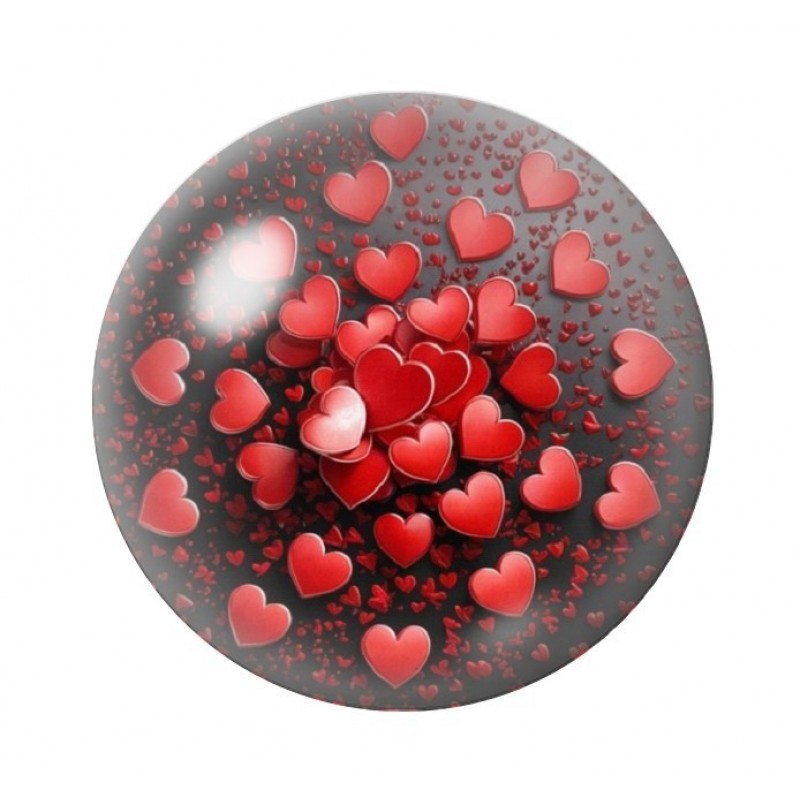 Cabochon en Verre Illustré Coeurs Amour St Valentin 12 à 25mm