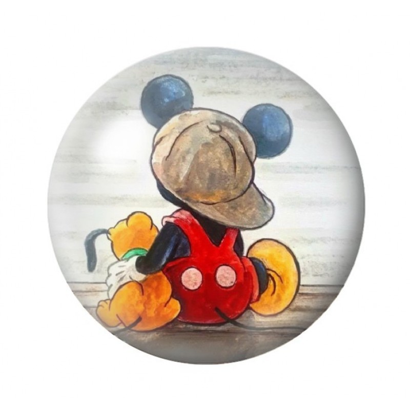 Cabochon en Verre Illustré Mickey Amitié Amour St Valentin 12 à 25mm