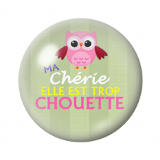 Cabochon en Verre Illustré "Chérie trop chouette" Coeur Amour St Valentin 12 à 25mm  pour la Création de Bijoux Fantaisie - DIY