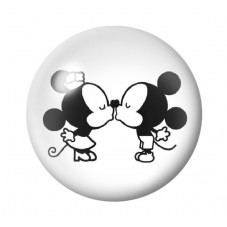 Cabochon en Verre Illustré Coeur Mickey et Minnie Amour St Valentin 12 à 25mm  pour la Création de Bijoux Fantaisie - DIY