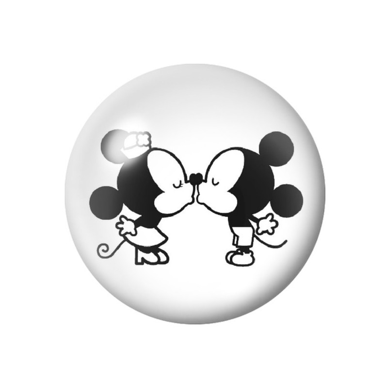 Cabochon en Verre Illustré Coeur Mickey et Minnie Amour St Valentin 12 à 25mm