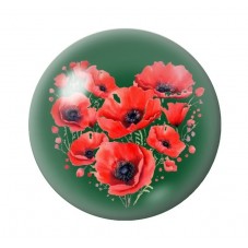 Cabochon en Verre Illustré Coquelicots Coeur Amour St Valentin 12 à 25mm  pour la Création de Bijoux Fantaisie - DIY