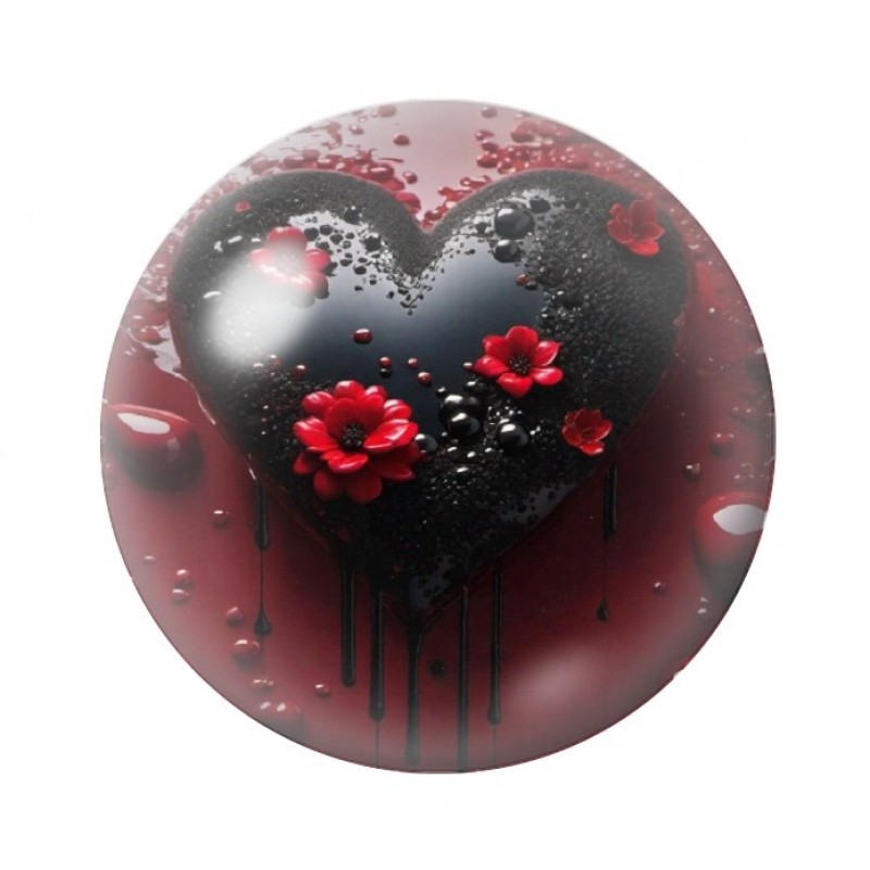 Cabochon en Verre Illustré Coeur Gothique Amour St Valentin 12 à 25mm