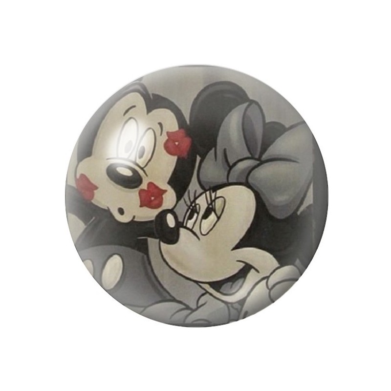 Cabochon en Verre Illustré Mickey et Minnie Amour St Valentin 12 à 25mm