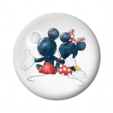 Cabochon en Verre Illustré Mickey et Minnie Amour St Valentin 12 à 25mm  pour la Création de Bijoux Fantaisie - DIY