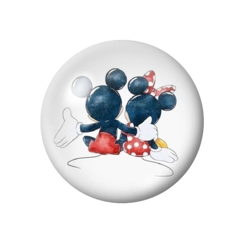 Cabochon en Verre Illustré Mickey et Minnie Amour St Valentin 12 à 25mm