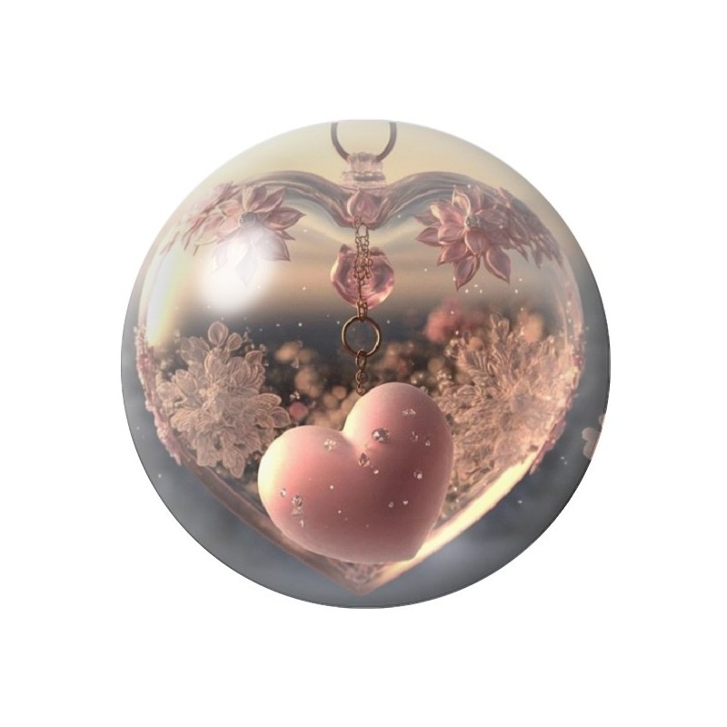 Cabochon en Verre Illustré Coeur Amour St Valentin 12 à 25mm