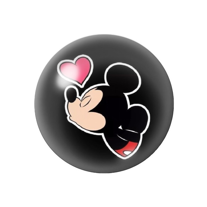 Cabochon en Verre Illustré Mickey Coeur Amour St Valentin 12 à 25mm