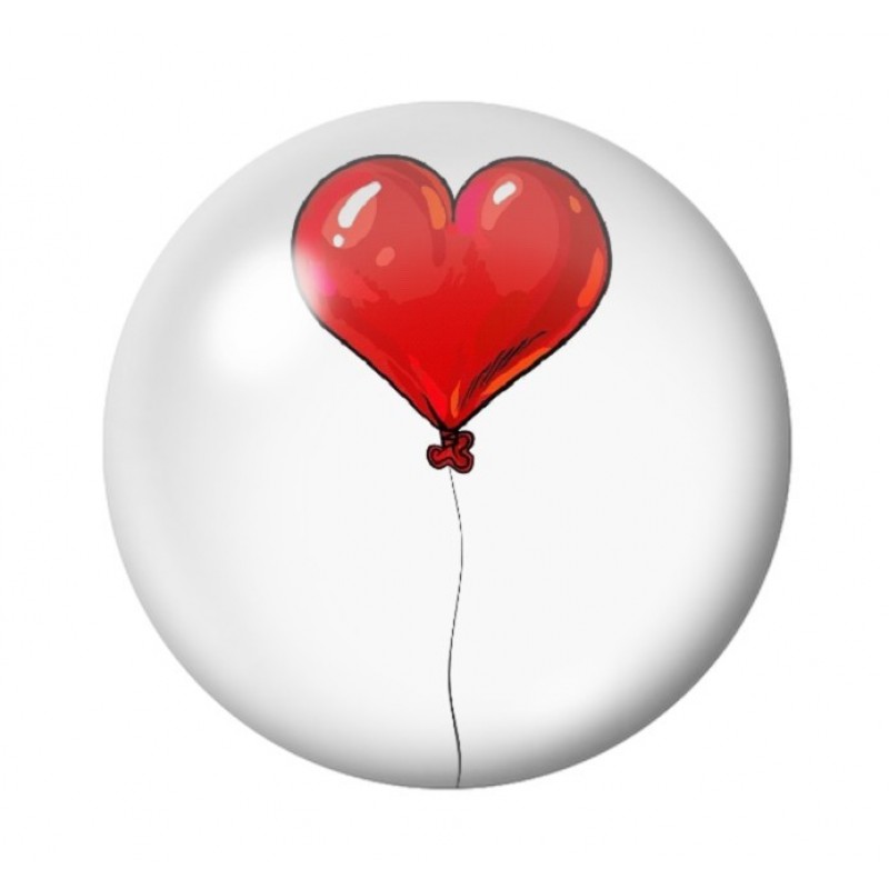 Cabochon en Verre Illustré Ballon Coeur Amour St Valentin 12 à 25mm