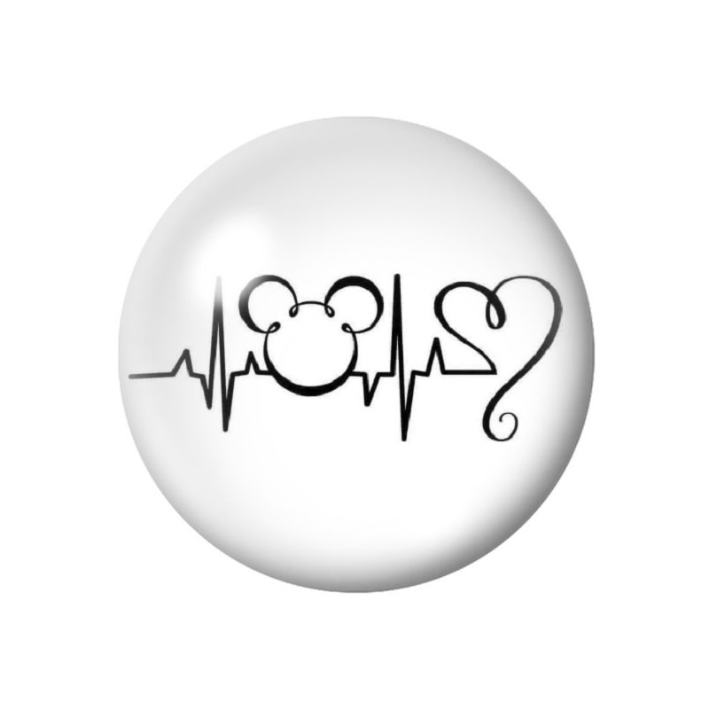 Cabochon en Verre Illustré Mickey Rythme Cardiaque Coeur Amour St Valentin 12 à 25mm