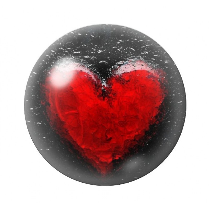 Cabochon en Verre Illustré Coeur Amour St Valentin 12 à 25mm