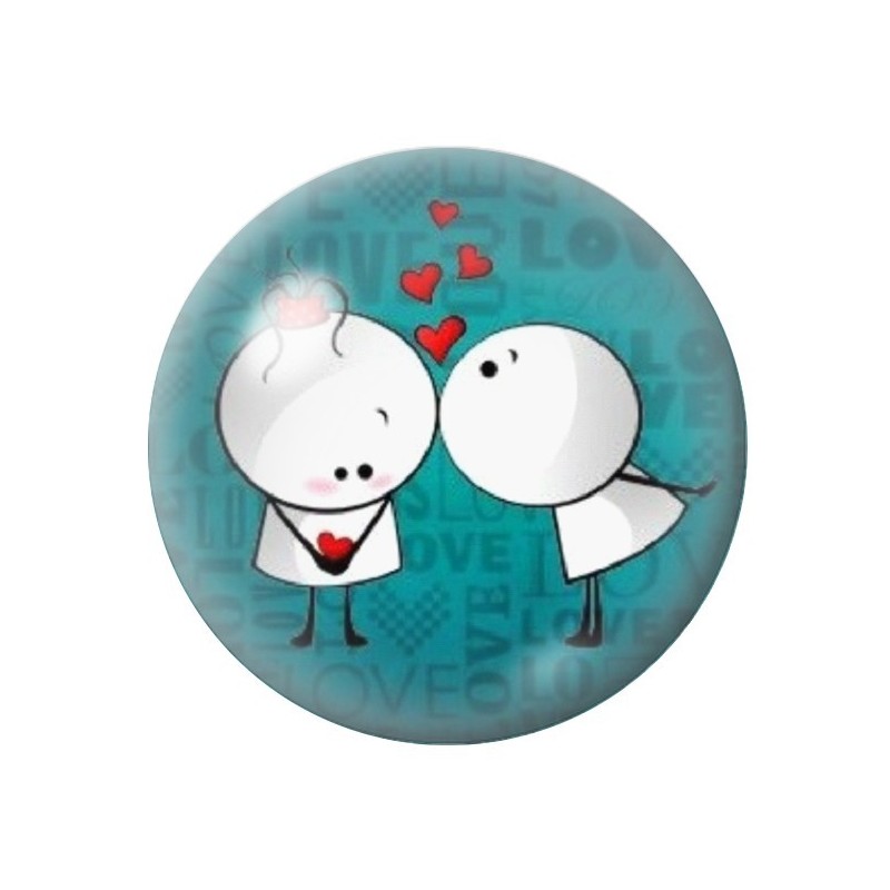 Cabochon en Verre Illustré Personnages Coeurs Amour St Valentin 12 à 25mm