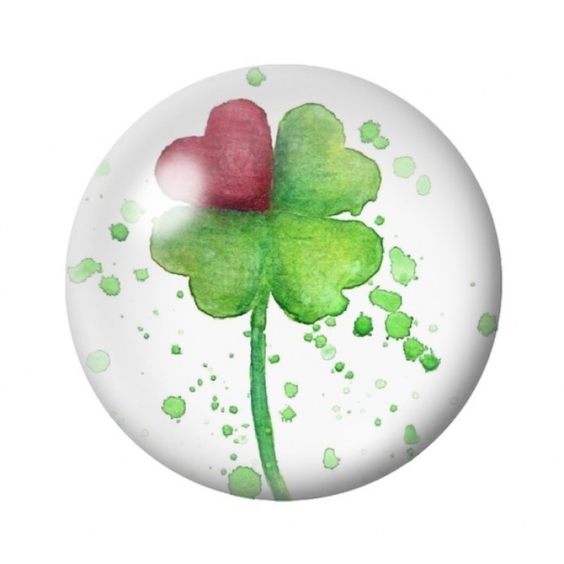 Cabochon en Verre Illustré Trèfle à Quatre Feuilles Coeur Amour St Valentin 12 à 25mm