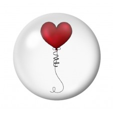 Cabochon en Verre Illustré Ballon Coeur Amour St Valentin 12 à 25mm  pour la Création de Bijoux Fantaisie - DIY
