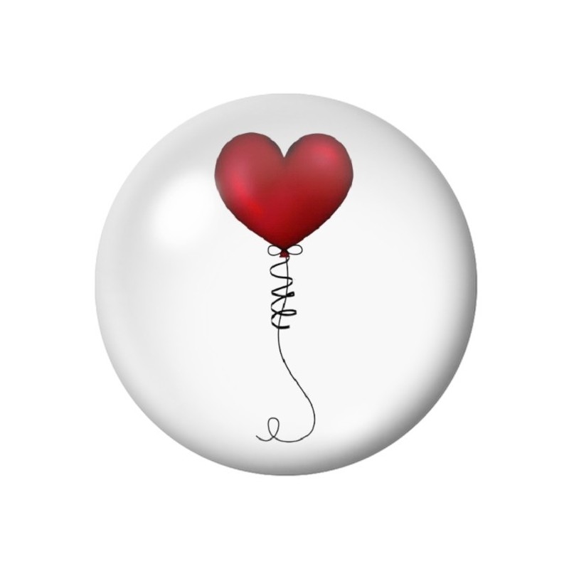 Cabochon en Verre Illustré Ballon Coeur Amour St Valentin 12 à 25mm