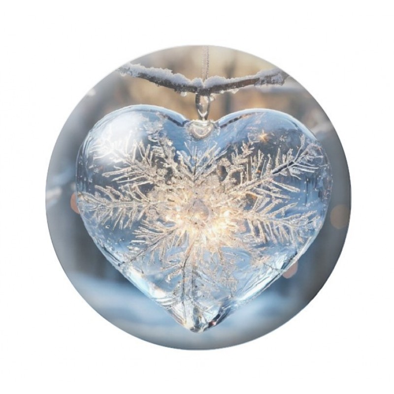 Cabochon en Verre Illustré Coeur Flocon de Neige Amour St Valentin 12 à 25mm