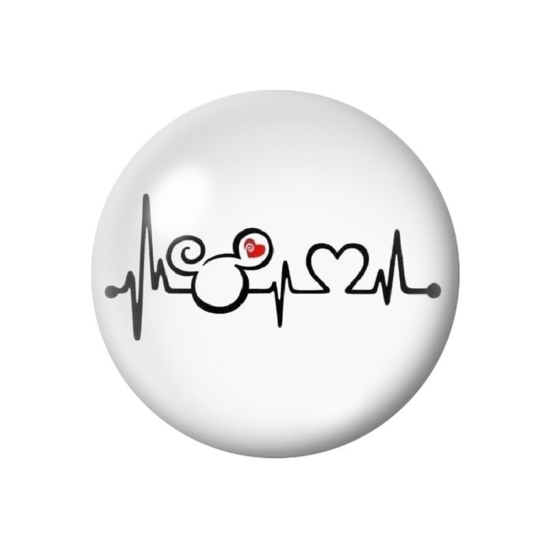Cabochon en Verre Illustré Mickey Rythme Cardiaque Coeur Amour St Valentin 12 à 25mm