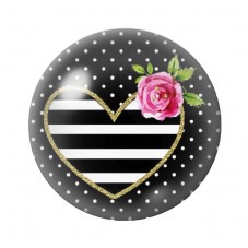Cabochon en Verre Illustré Coeur Amour St Valentin 12 à 25mm  pour la Création de Bijoux Fantaisie - DIY