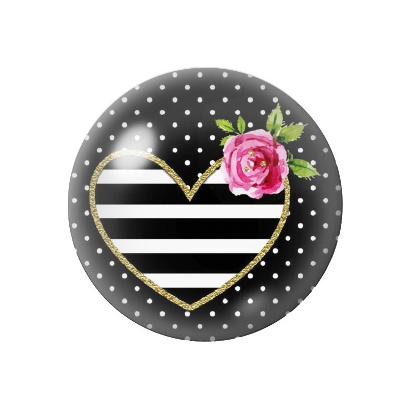 Cabochon en Verre Illustré Coeur Amour St Valentin 12 à 25mm