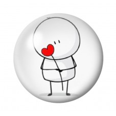 Cabochon en Verre Illustré Personnage Coeur Amour St Valentin 12 à 25mm  pour la Création de Bijoux Fantaisie - DIY