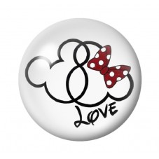 Cabochon en Verre Illustré Mickey et Minnie Love Amour St Valentin 12 à 25mm  pour la Création de Bijoux Fantaisie - DIY