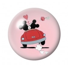 Cabochon en Verre Illustré Mickey et Minnie Coeur Amour St Valentin 12 à 25mm  pour la Création de Bijoux Fantaisie - DIY
