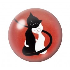 Cabochon en Verre Illustré Chats Coeur Amour St Valentin 12 à 25mm  pour la Création de Bijoux Fantaisie - DIY