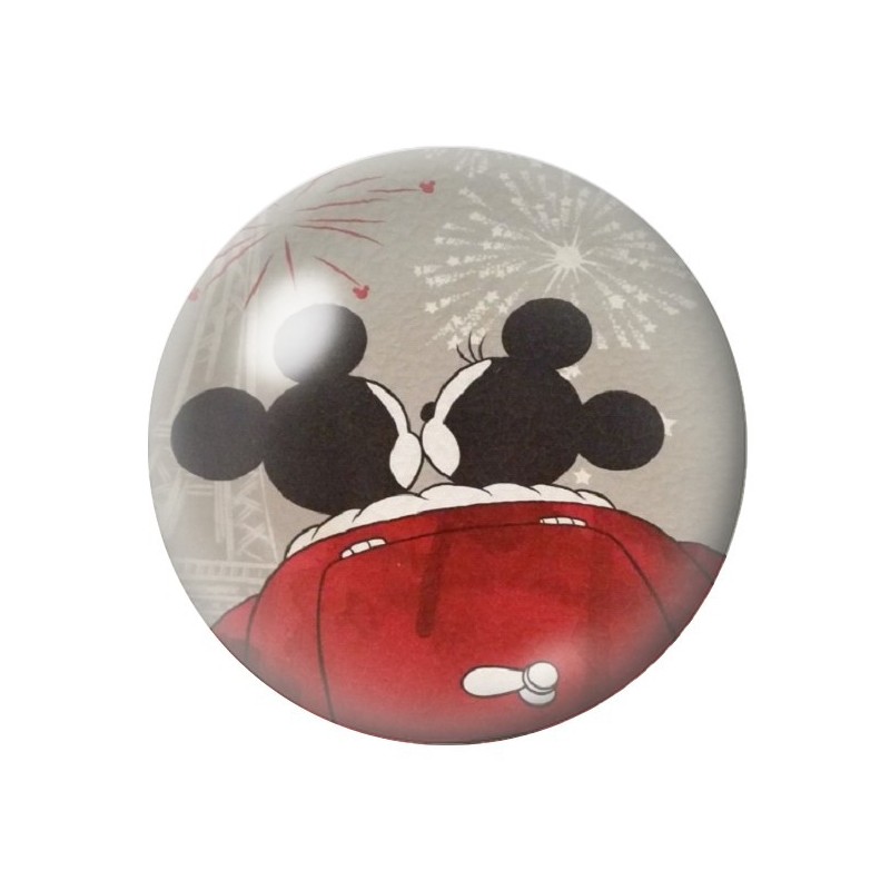 Cabochon en Verre Illustré Mickey et Minnie Amour St Valentin 12 à 25mm