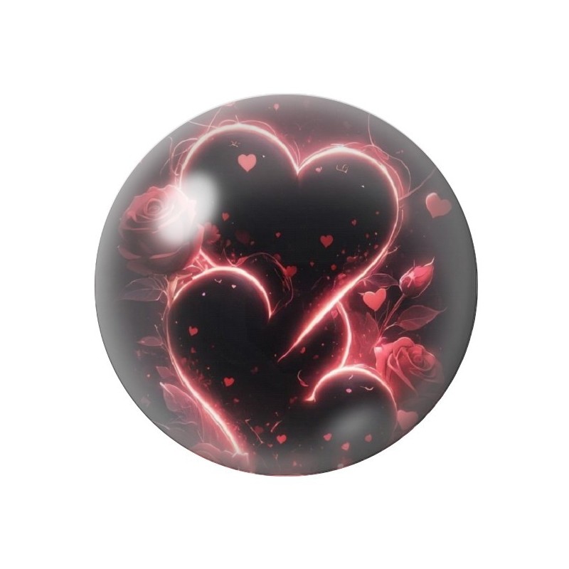 Cabochon en Verre Illustré Coeurs Amour St Valentin 12 à 25mm