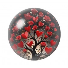 Cabochon en Verre Illustré Arbre Coeurs Amour St Valentin 12 à 25mm  pour la Création de Bijoux Fantaisie - DIY