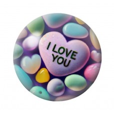 Cabochon en Verre Illustré "I love you" Coeurs Amour St Valentin 12 à 25mm  pour la Création de Bijoux Fantaisie - DIY