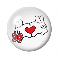Cabochon en Verre Illustré Mains Mickey et Minnie Coeur Amour St Valentin 12 à 25mm  pour la Création de Bijoux Fantaisie - DIY