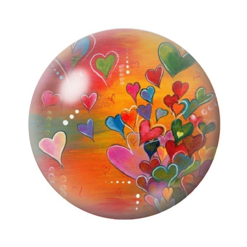 Cabochon en Verre Illustré Coeurs Amour St Valentin 12 à 25mm