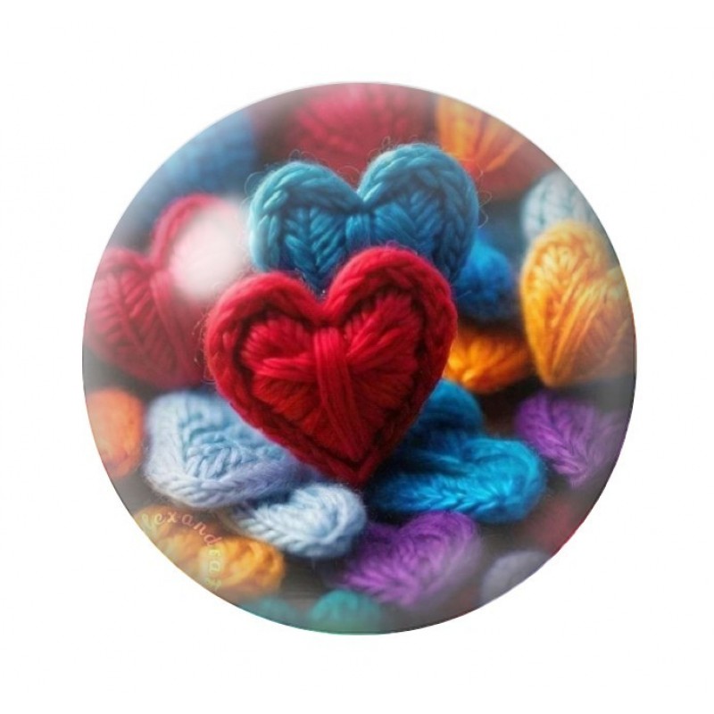 Cabochon en Verre Illustré Coeurs en Laine Amour St Valentin 12 à 25mm