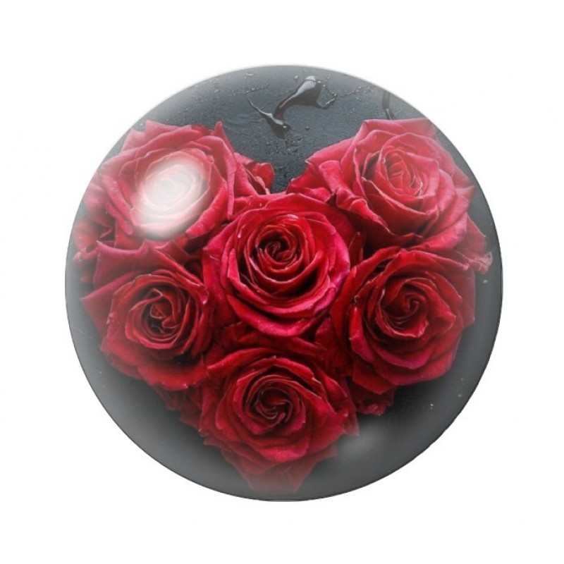 Cabochon en Verre Illustré Coeur Roses Amour St Valentin 12 à 25mm