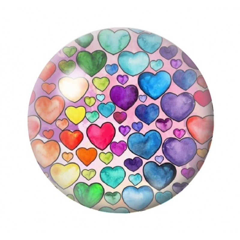 Cabochon en Verre Illustré Coeurs Amour St Valentin 12 à 25mm