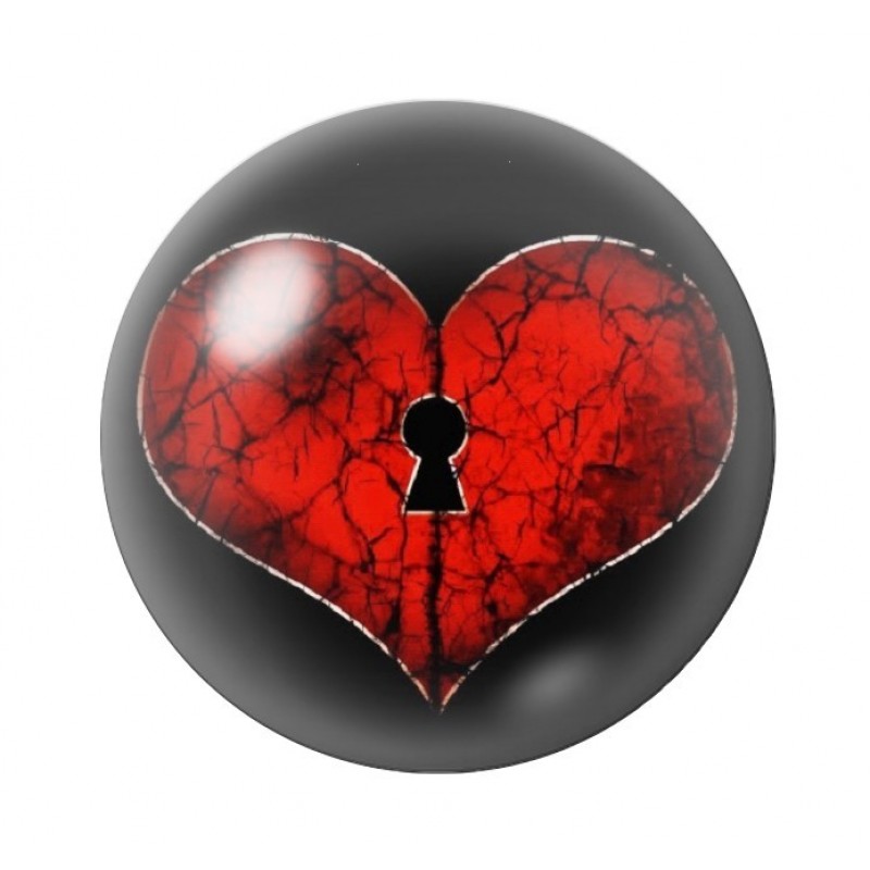 Cabochon en Verre Illustré Coeur Serrure Amour St Valentin 12 à 25mm