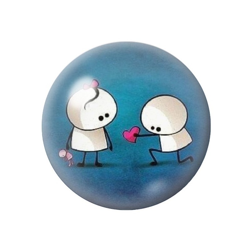 Cabochon en Verre Illustré Personnages Coeur Amour St Valentin 12 à 25mm