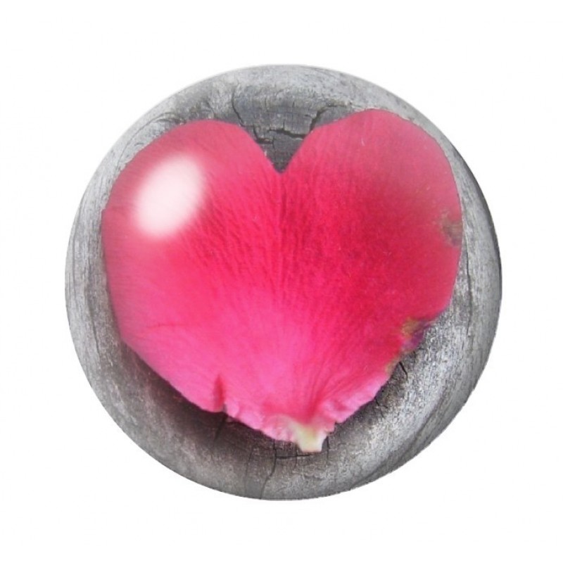 Cabochon en Verre Illustré Pétale Coeur Amour St Valentin 12 à 25mm