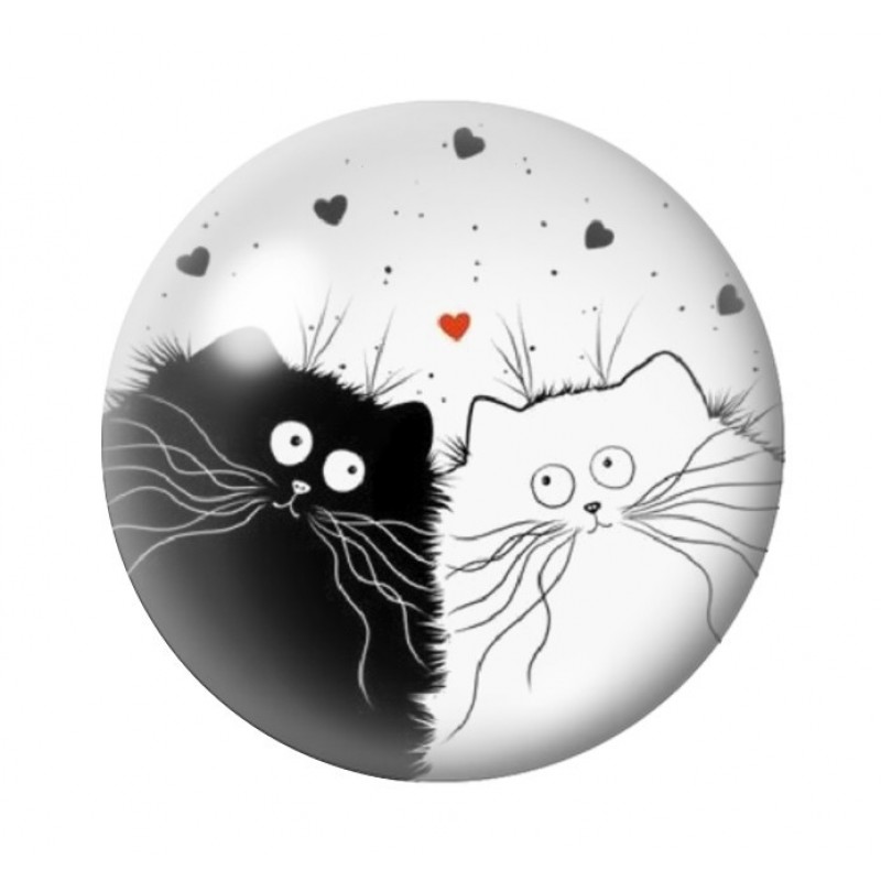 Cabochon en Verre Illustré Chats Coeurs Amour St Valentin 12 à 25mm
