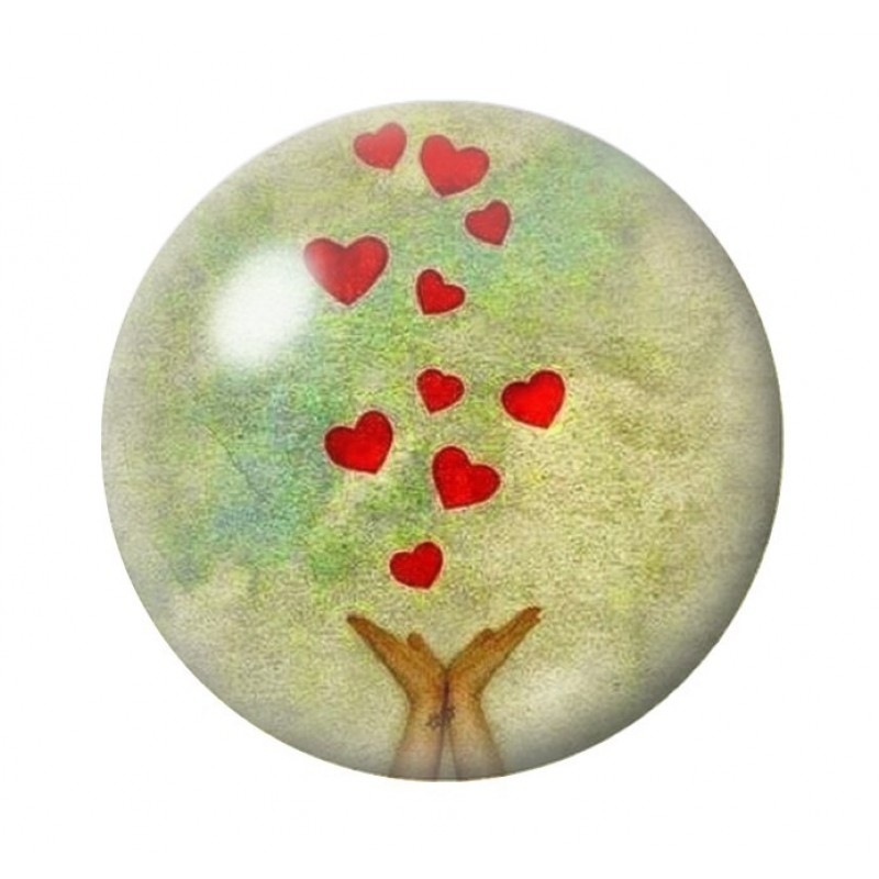 Cabochon en Verre Illustré Mains Coeurs Amour St Valentin 12 à 25mm
