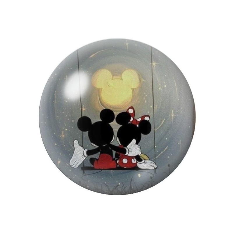 Cabochon en Verre Illustré Mickey et Minnie Amour St Valentin 12 à 25mm