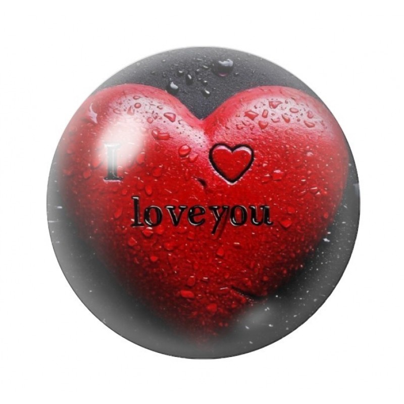 Cabochon en Verre Illustré Coeur Amour St Valentin 12 à 25mm